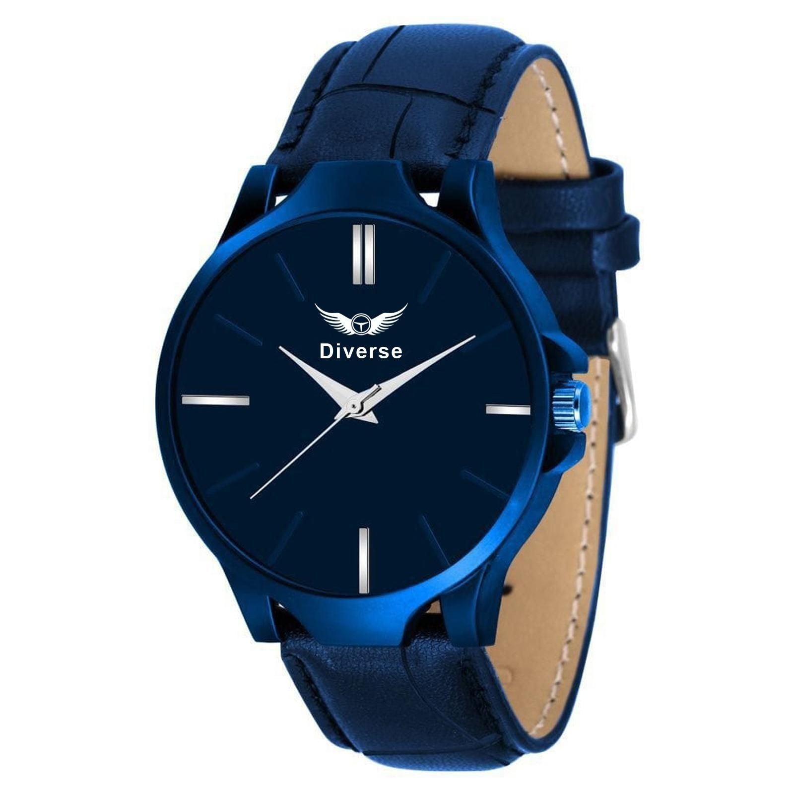 Men's Analog Leather Watch Blue