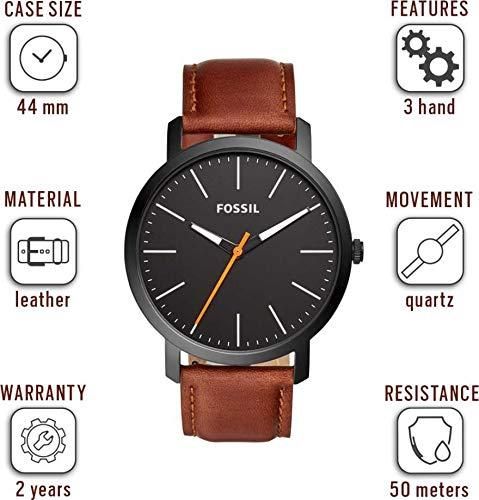 Fossil Men's Minimalist Brown Analog Quartz Leather Watch FS6094